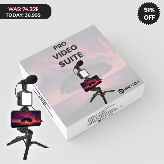 whettek™ Pro Video Suite: Tripod, Mic, & LED Light